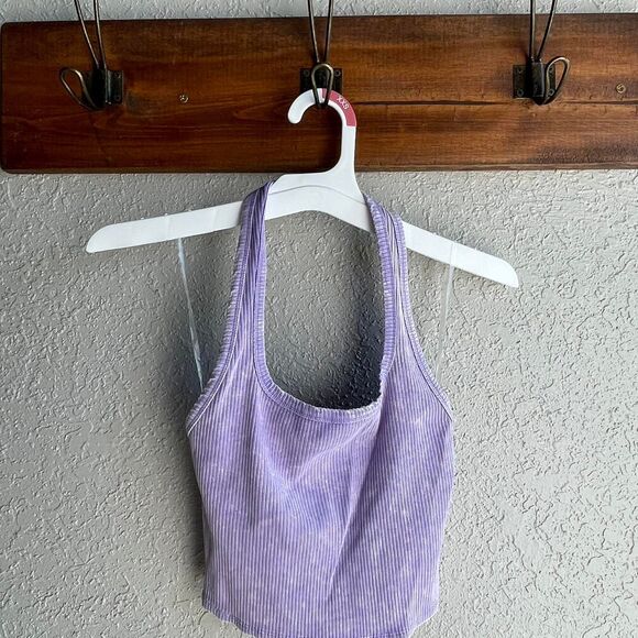 Wild Fable Size XXS Washed Purple Ribbed Cropped Halter Tank Top  Size XXS - Picture 2 of 6